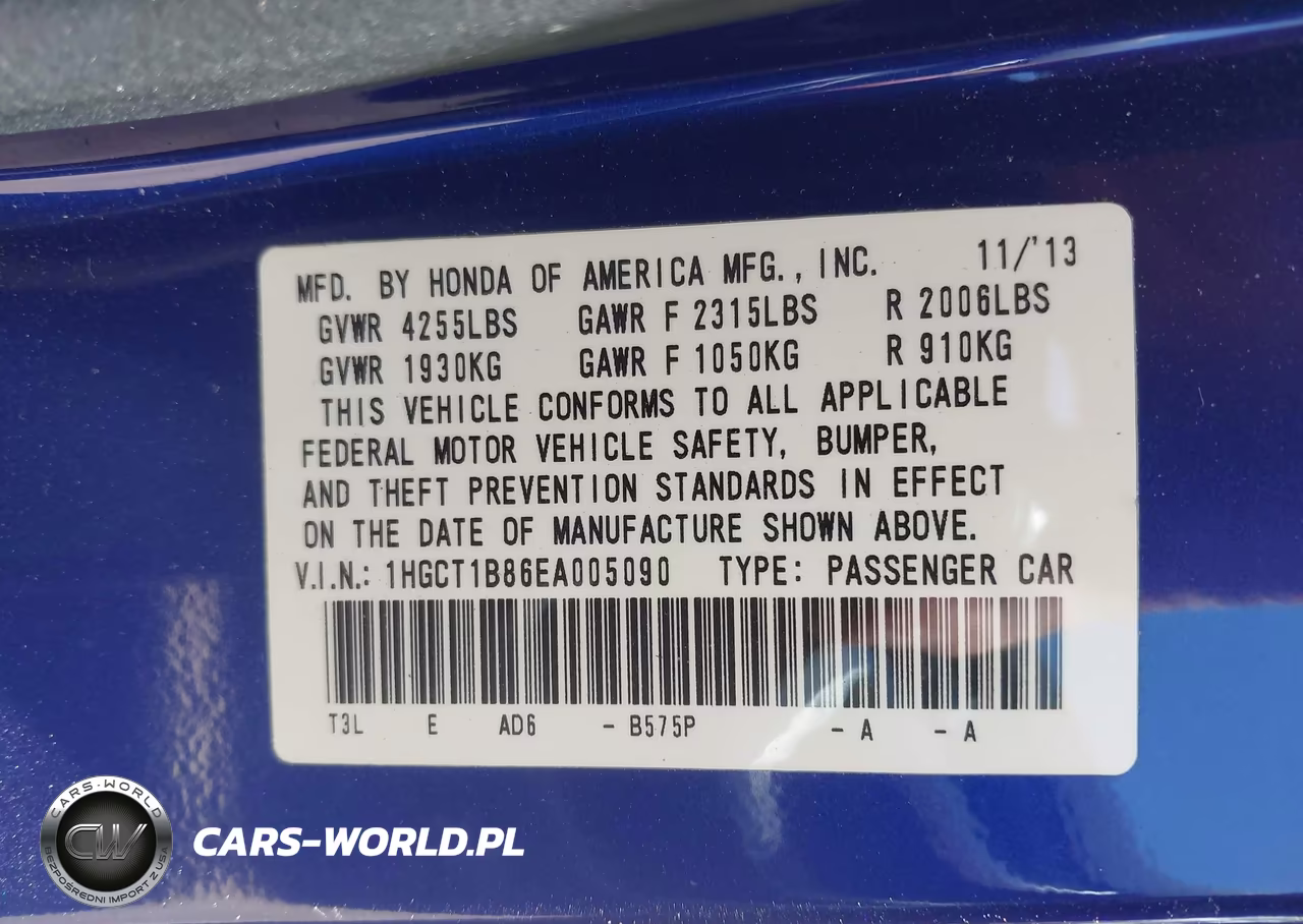 2014 Honda Accord Ex-L VIN:1HGCT1B86EA005090 - 9