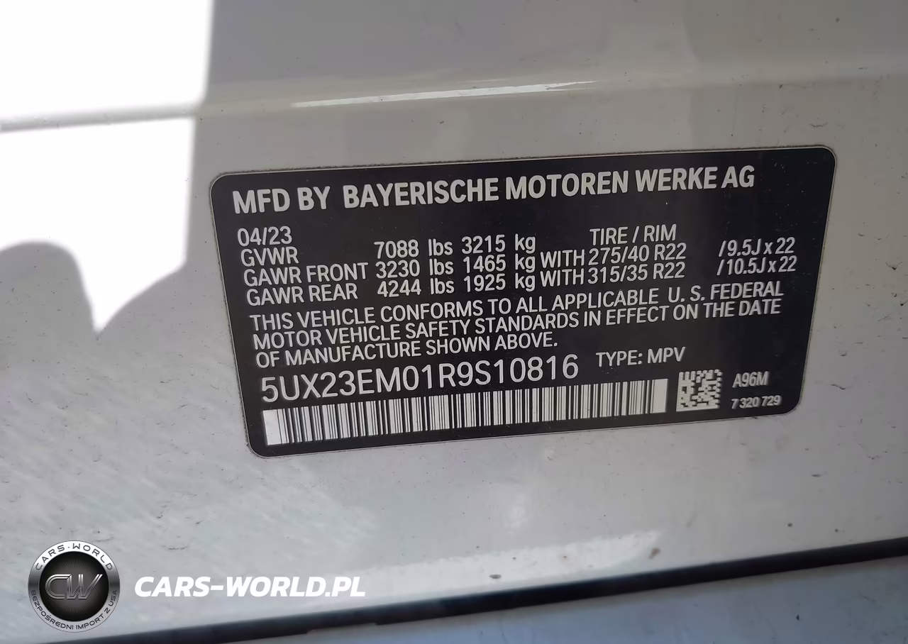 2024 BMW X7 xDrive40I VIN:5UX23EM01R9S10816 - 9