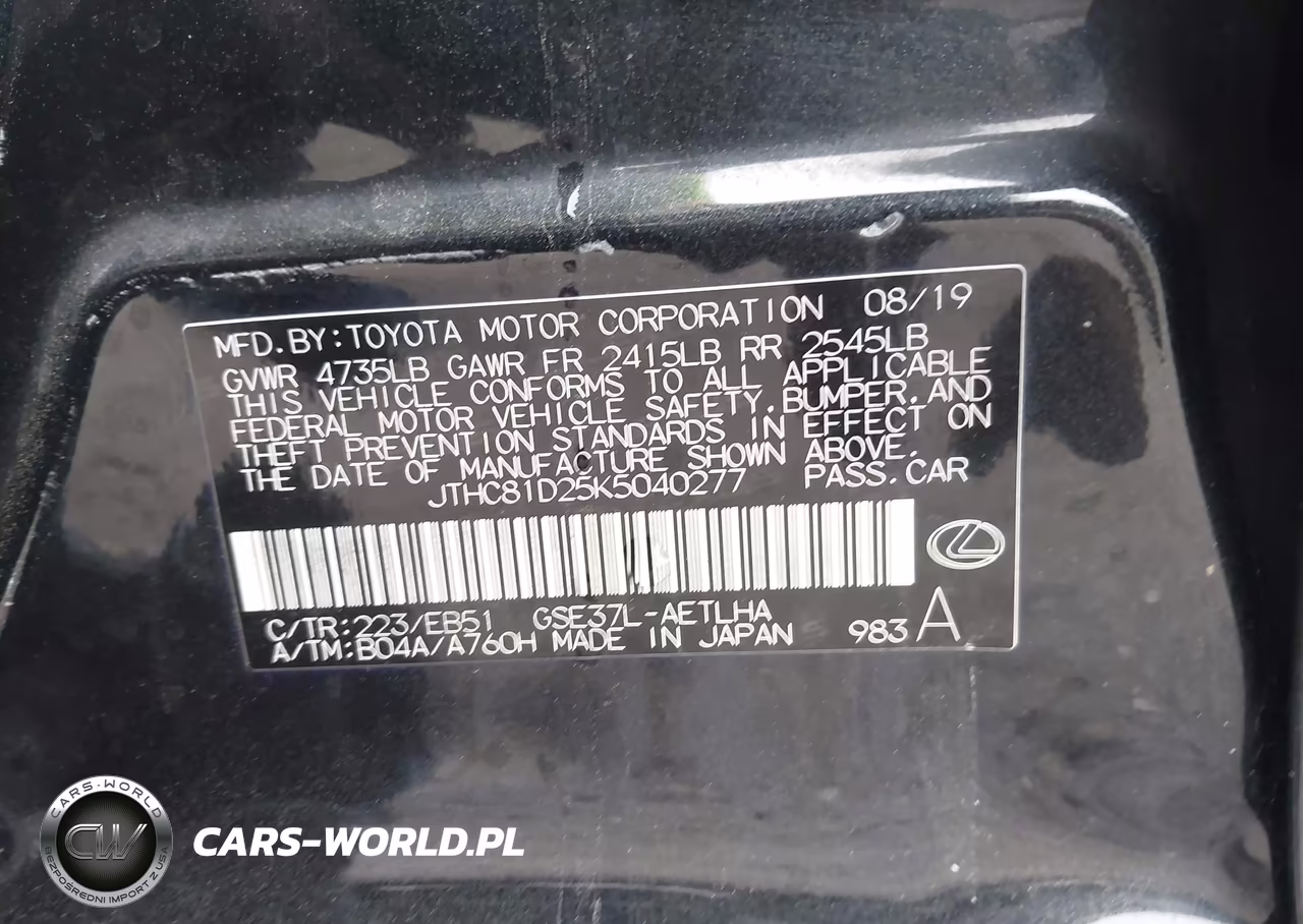 2019 Lexus Is 300 VIN:JTHC81D25K5040277 - 9