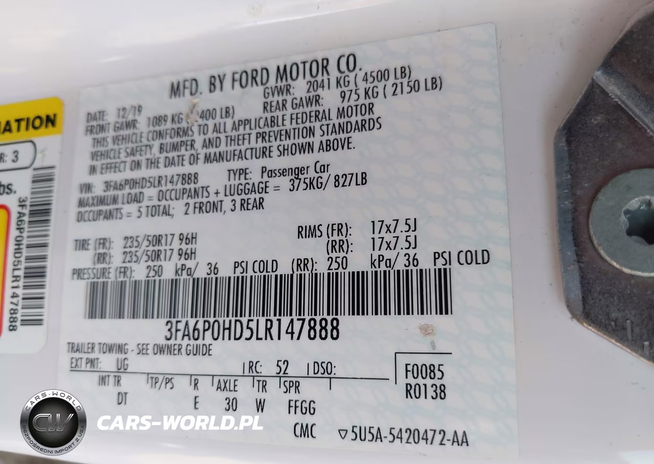 2020 Ford Fusion Se VIN:3FA6P0HD5LR147888 - 9