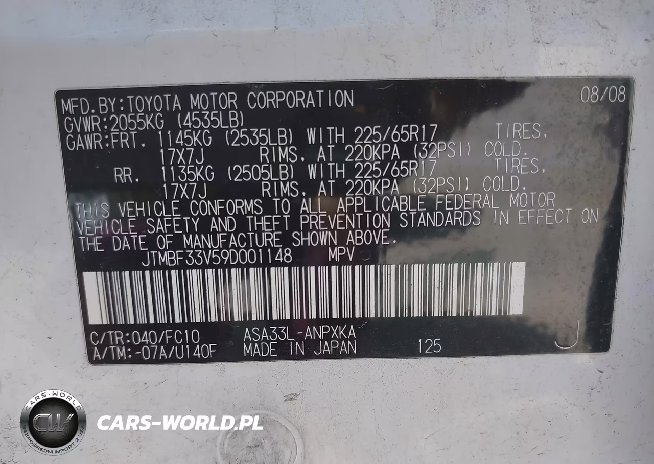 2009 Toyota Rav4 VIN:JTMBF33V59D001148 - 9
