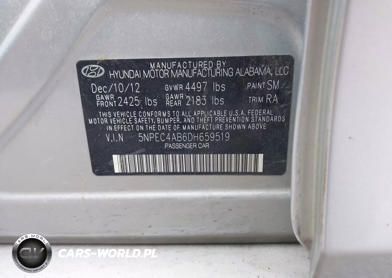 2013 Hyundai Sonata Se 2.0T VIN:5NPEC4AB6DH659519 - 9