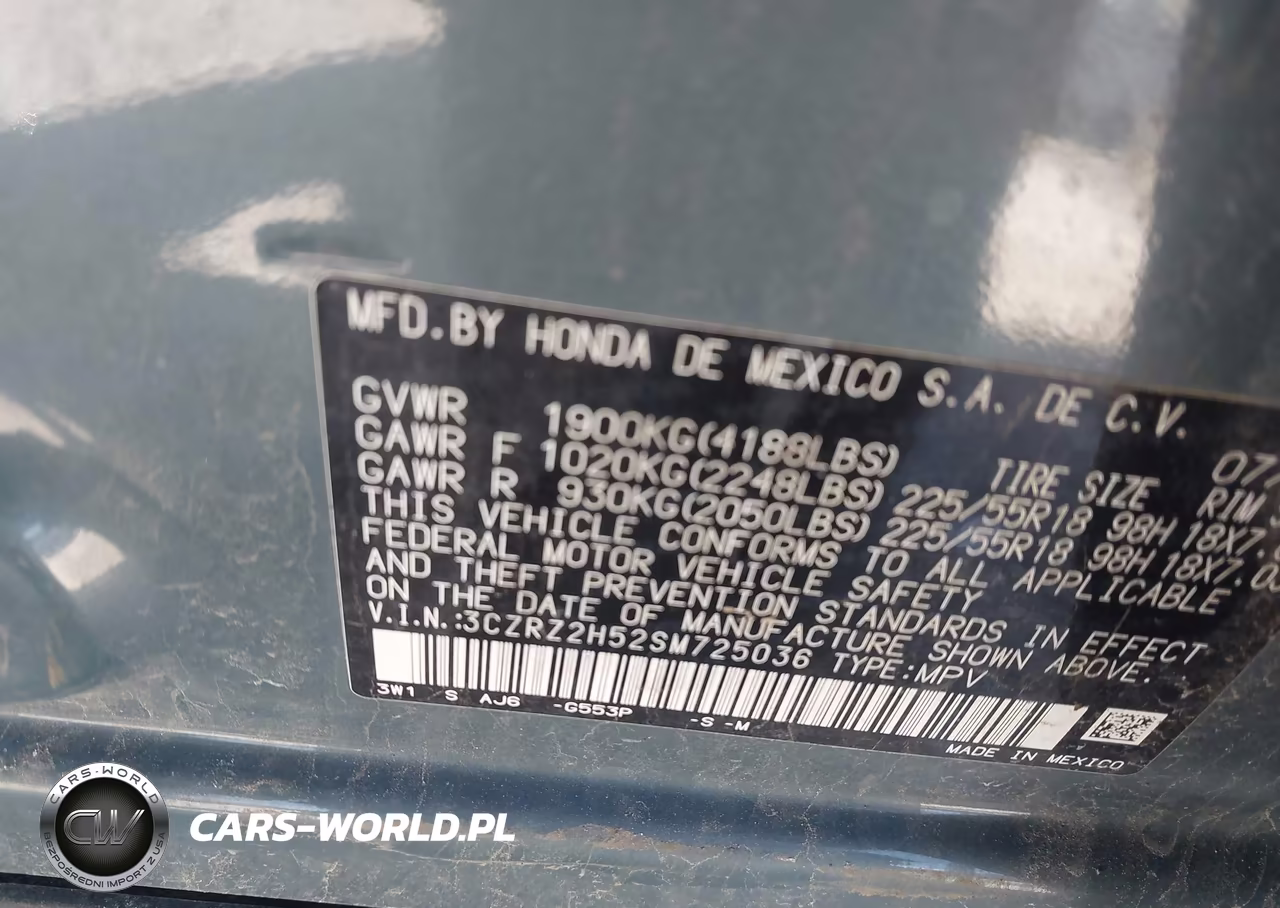 2025 Honda Hr-V Awd Sport VIN:3CZRZ2H52SM725036 - 9