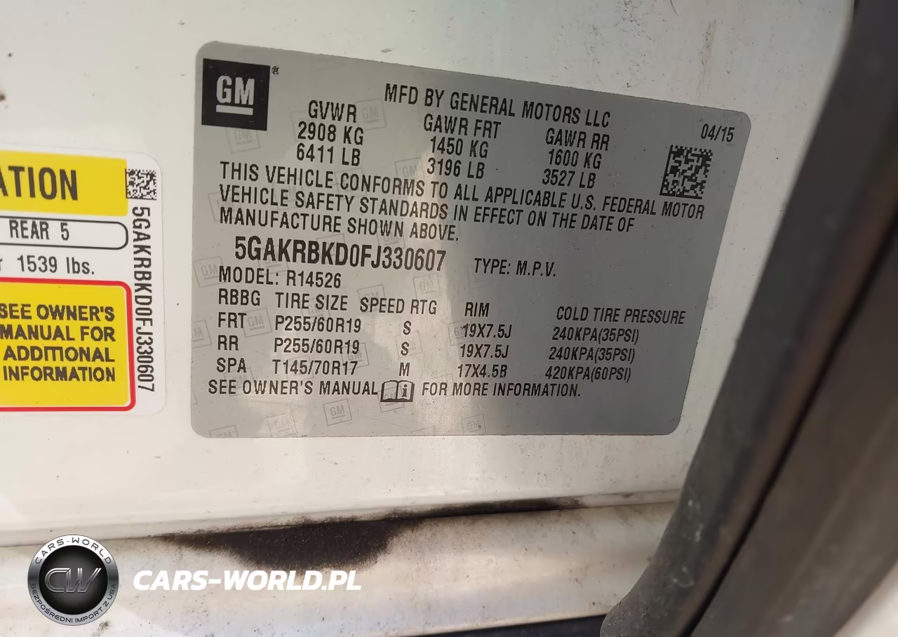 2015 Buick Enclave Leather VIN:5GAKRBKD0FJ330607 - 9