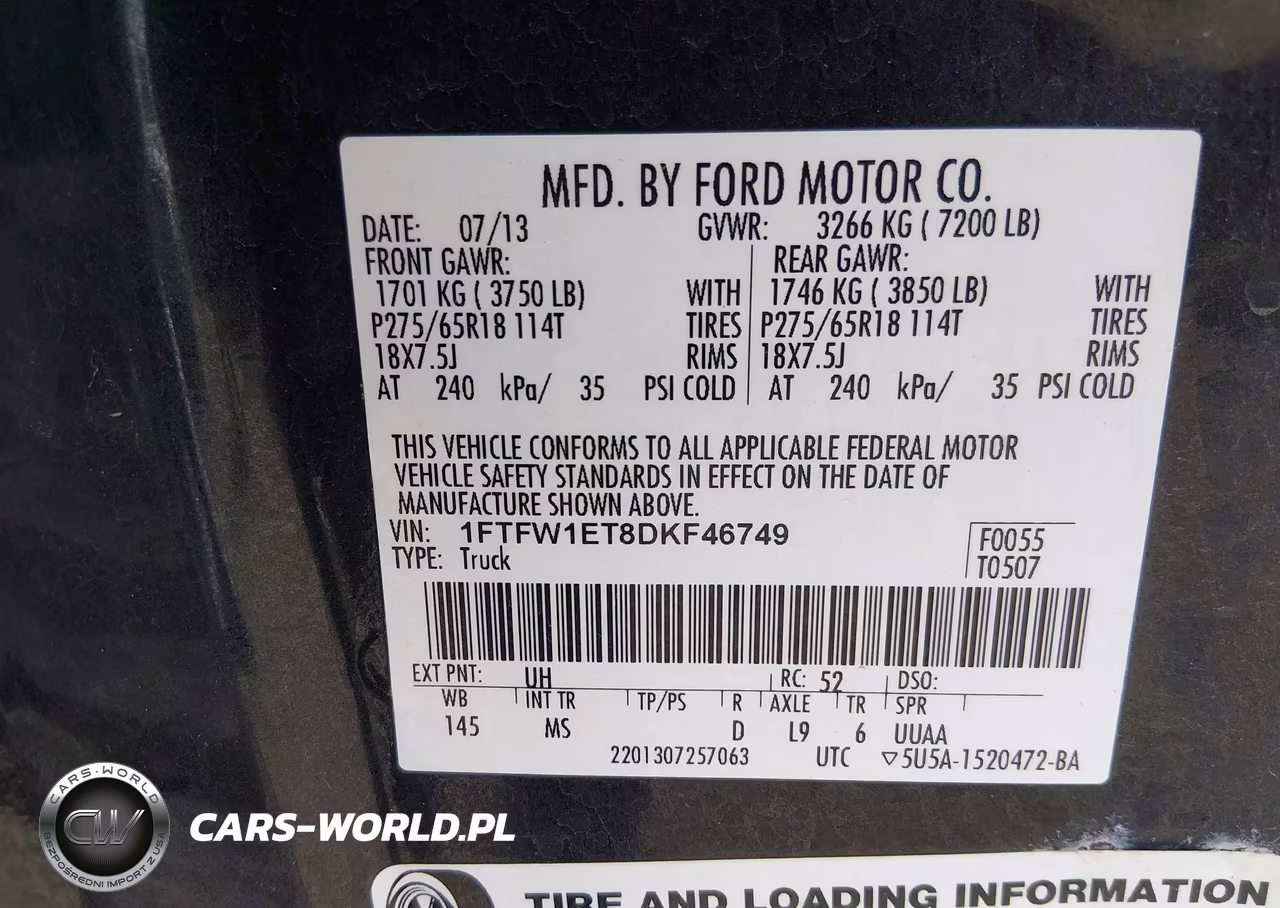 2013 Ford F-150 Xlt VIN:1FTFW1ET8DKF46749 - 9