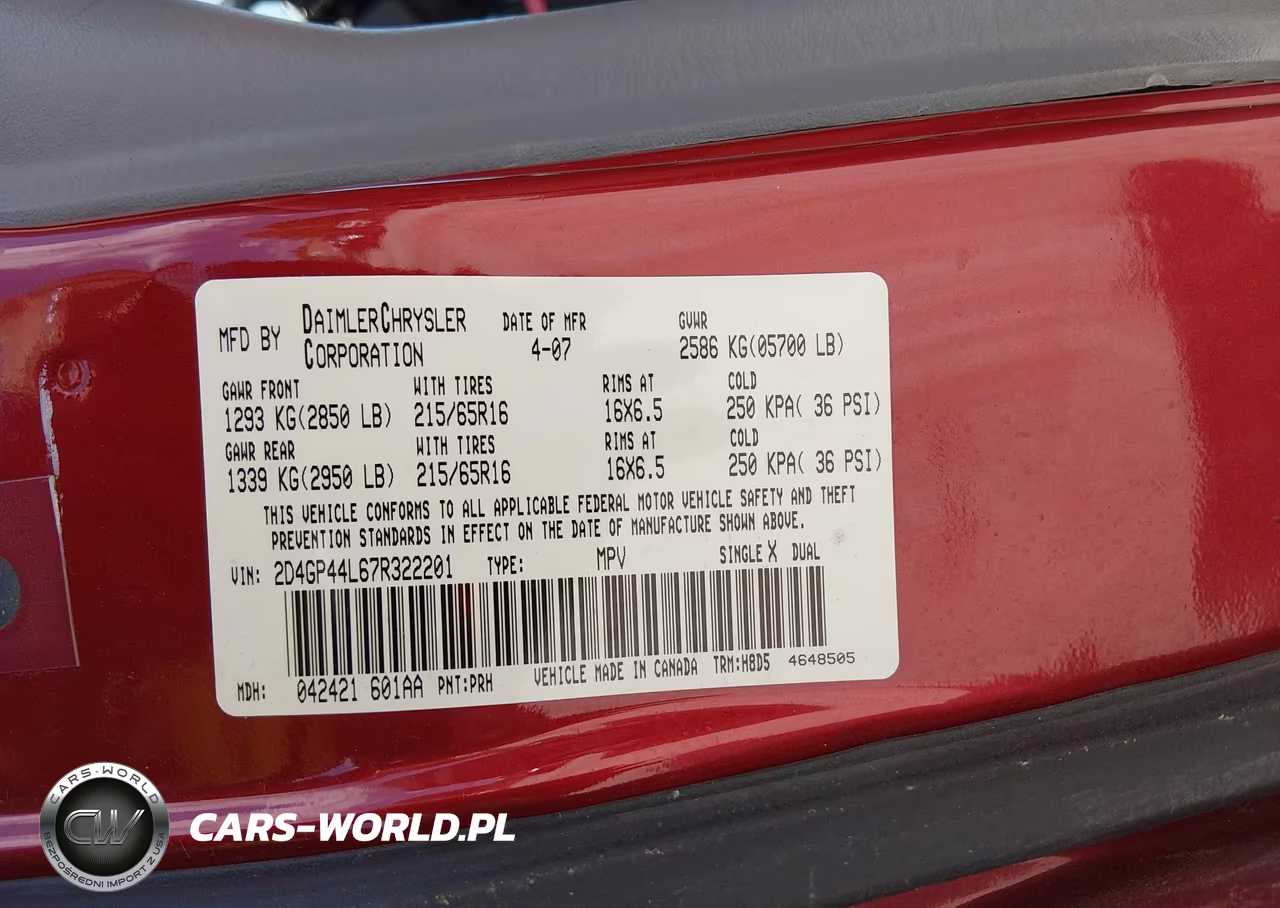 2007 Dodge Grand Caravan Sxt VIN:2D4GP44L67R322201 - 9