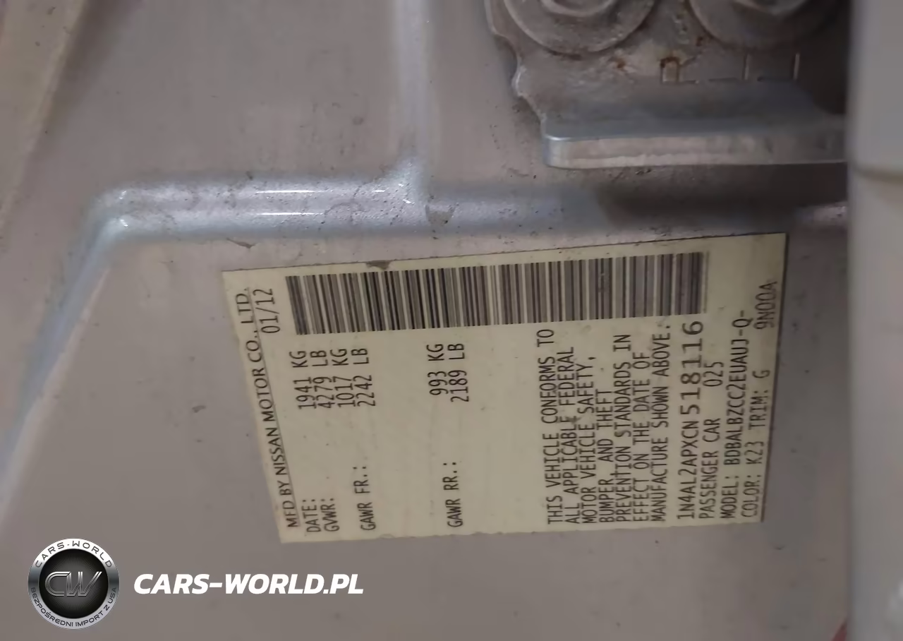 2012 Nissan Altima 2.5 S VIN:1N4AL2APXCN518116 - 9