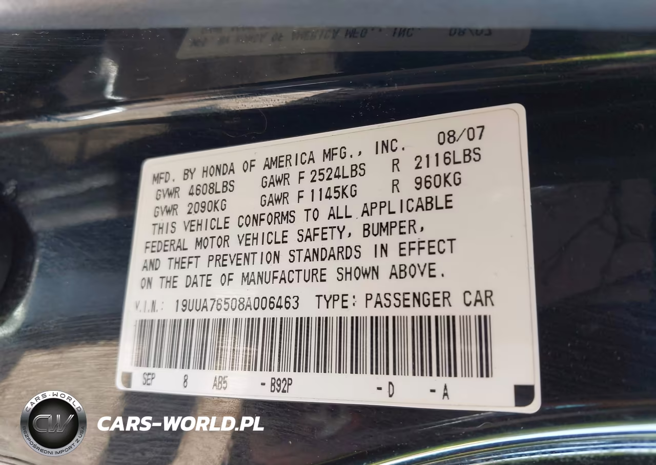 2008 Acura Tl Type S VIN:19UUA76508A006463 - 9