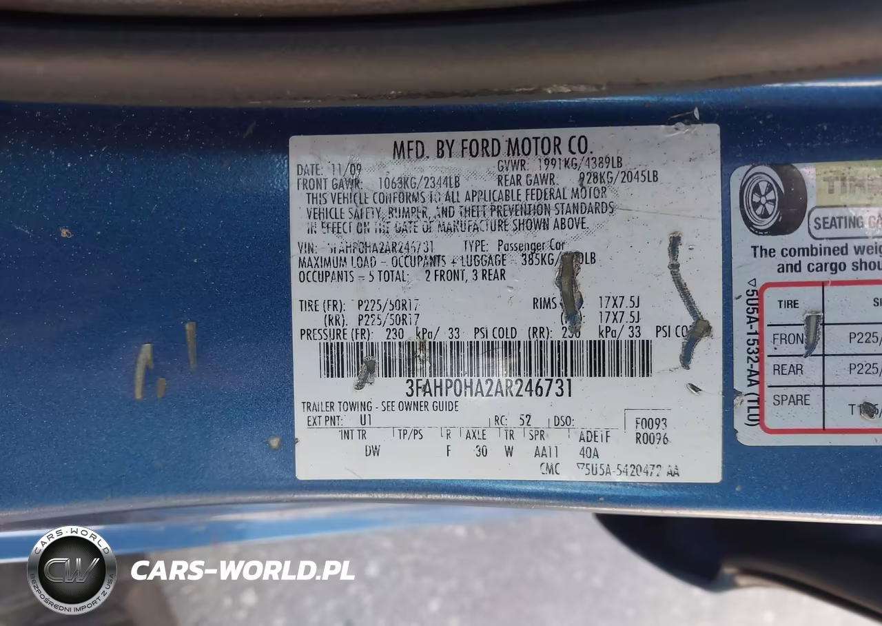 2010 Ford Fusion Se VIN:3FAHP0HA2AR246731 - 9