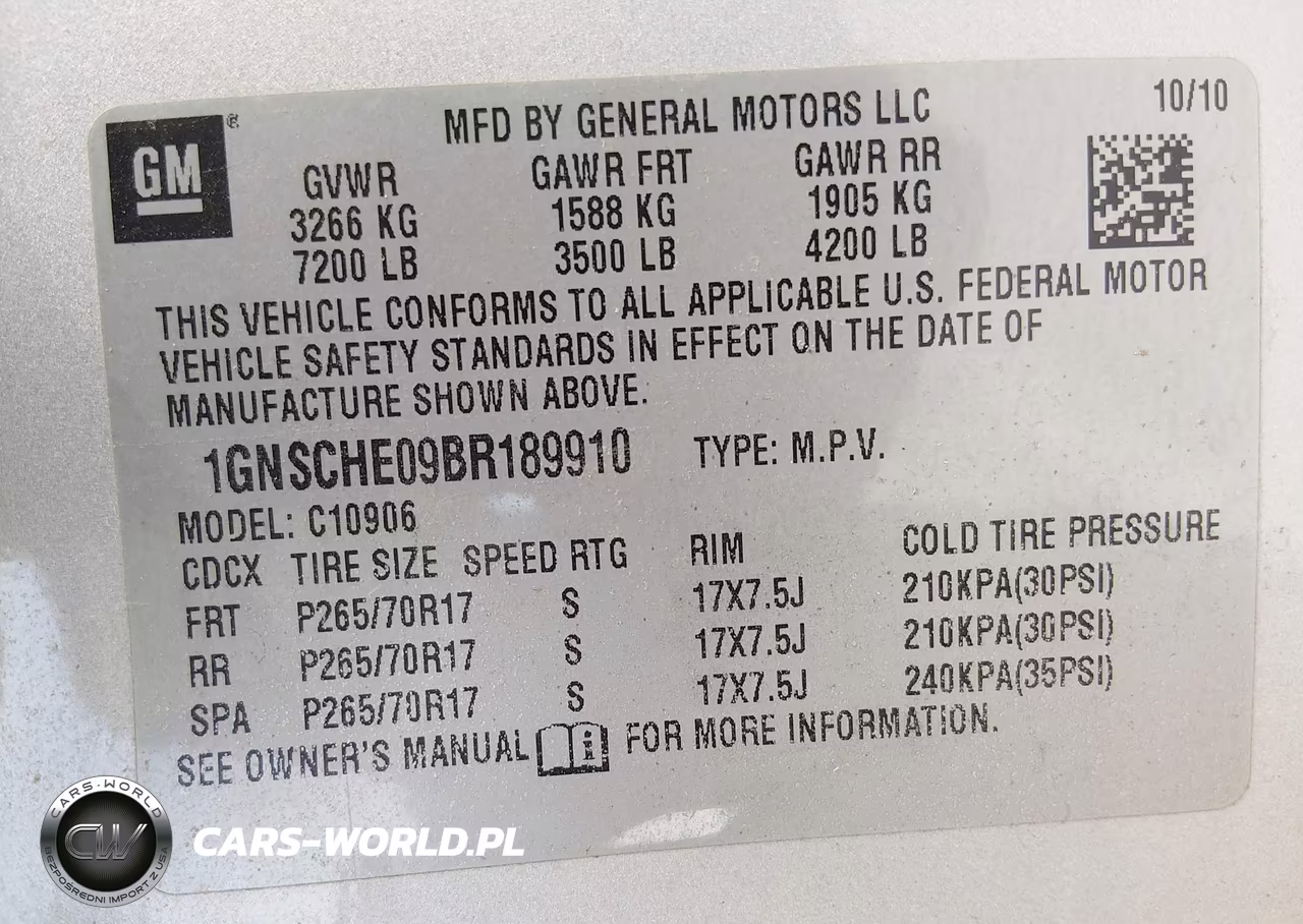 2011 Chevrolet Suburban 1500 Ls VIN:1GNSCHE09BR189910 - 9