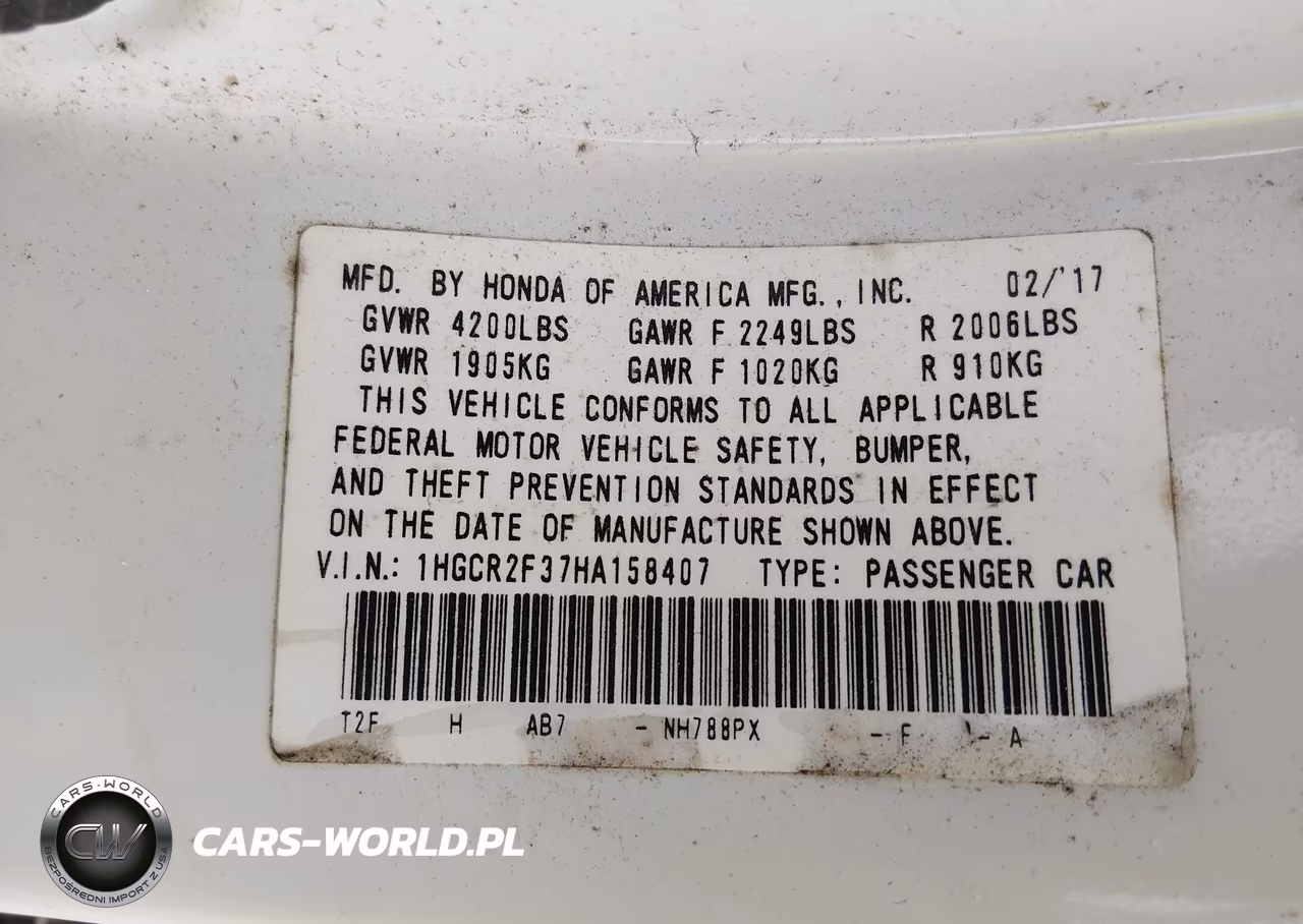 2017 Honda Accord Lx VIN:1HGCR2F37HA158407 - 9
