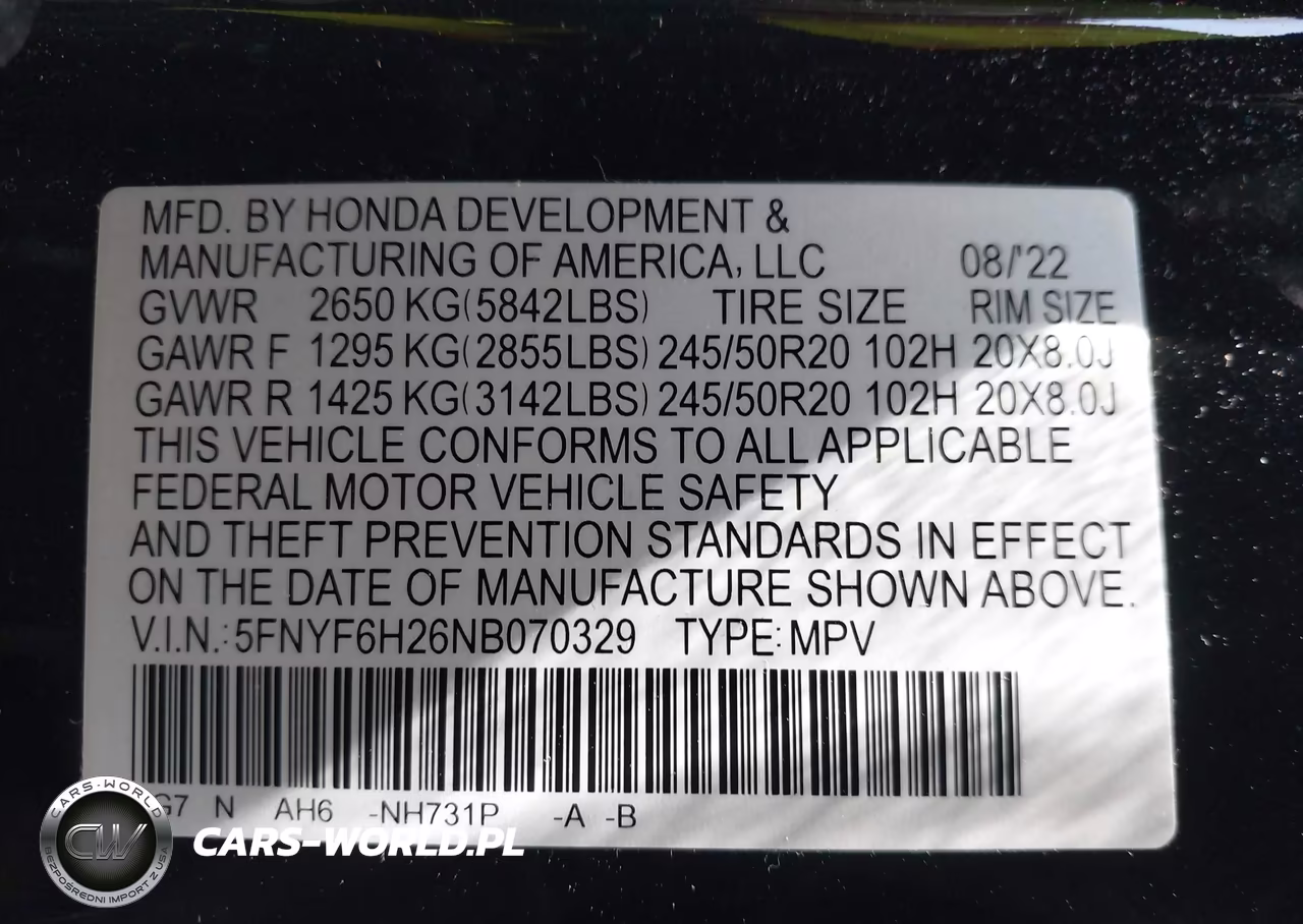 2022 Honda Pilot Awd Special Edition VIN:5FNYF6H26NB070329 - 9