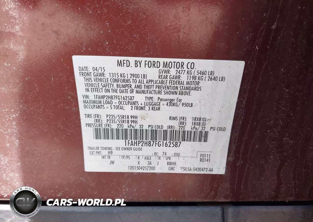 2015 Ford Taurus Sel VIN:1FAHP2H87FG162587 - 9
