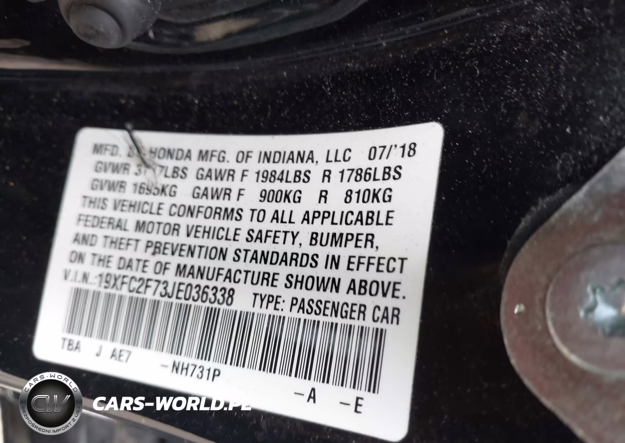 2018 Honda Civic Ex VIN:19XFC2F73JE036338 - 9