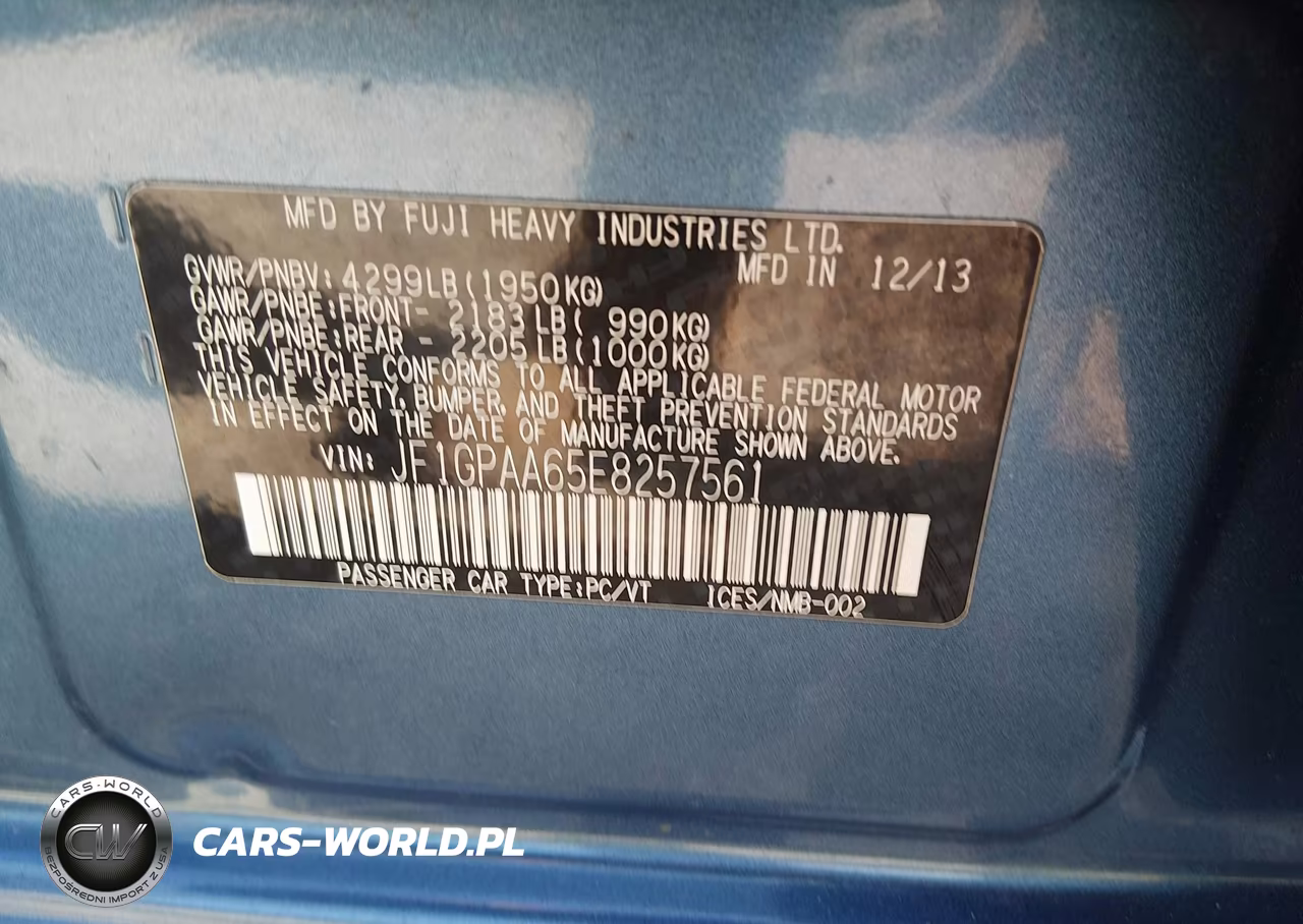 2014 Subaru Impreza 2.0I VIN:JF1GPAA65E8257561 - 9