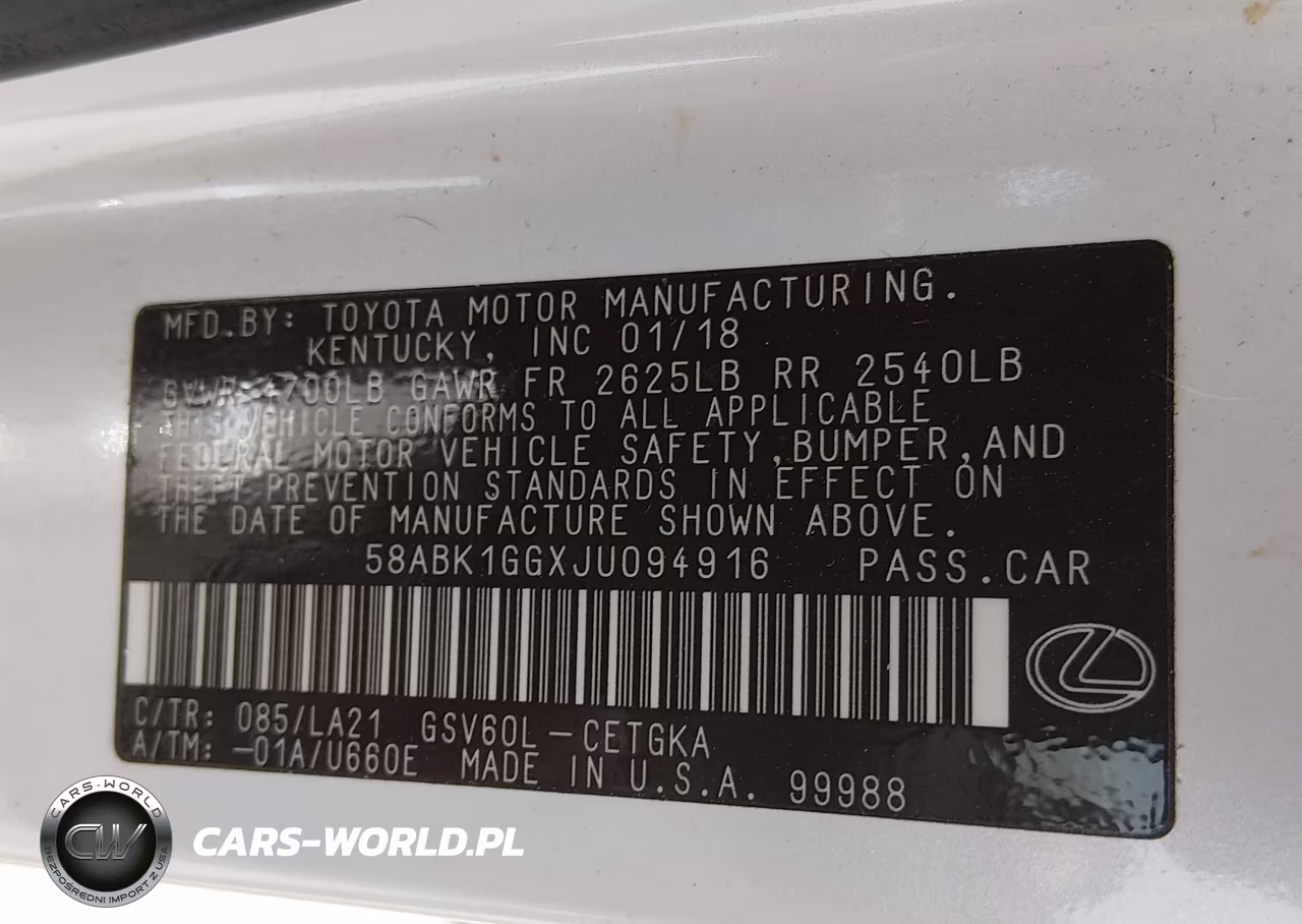 2018 Lexus Es 350 VIN:58ABK1GGXJU094916 - 9