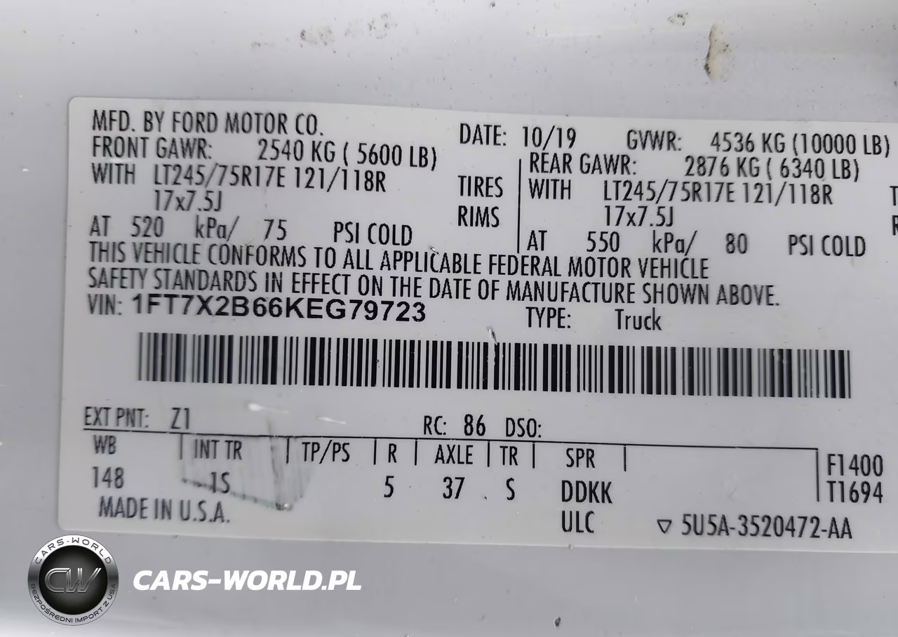 2019 FORD F250 SUPER DUTY VIN:1FT7X2B66KEG79723 - 9