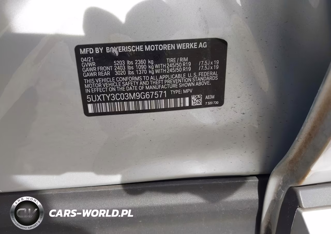 2021 BMW X3 Sdrive30I VIN:5UXTY3C03M9G67571 - 9