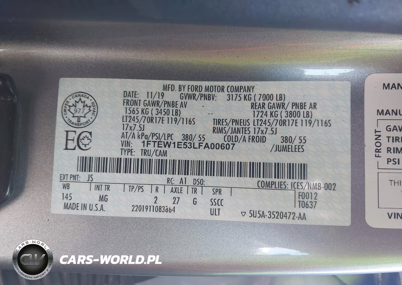 2020 Ford F-150 Xlt VIN:1FTEW1E53LFA00607 - 9