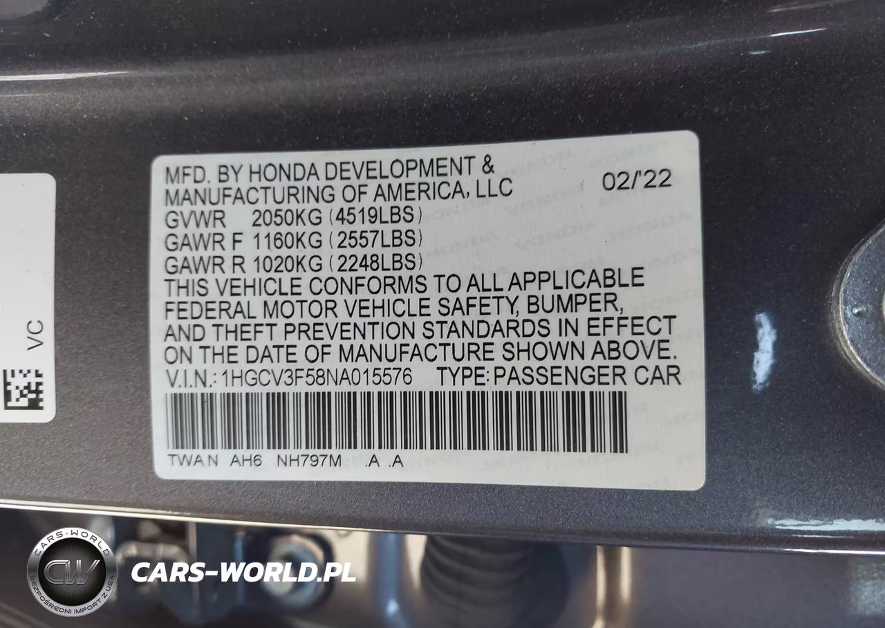 2022 Honda Accord Hybrid Ex-L VIN:1HGCV3F58NA015576 - 9