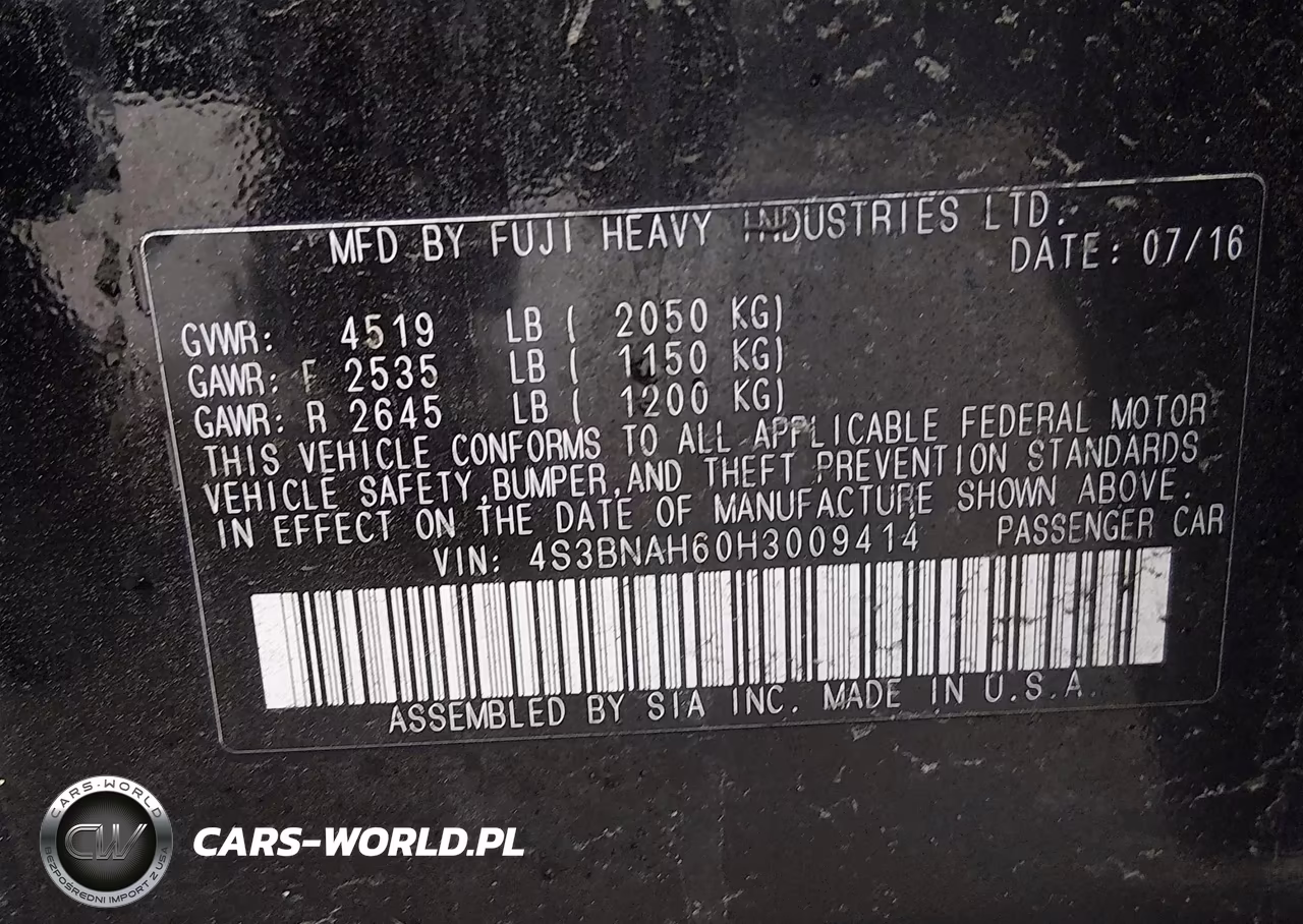 2017 Subaru Legacy 2.5I Premium VIN:4S3BNAH60H3009414 - 9