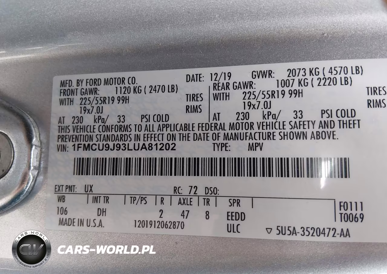 2020 Ford Escape Titanium VIN:1FMCU9J93LUA81202 - 9