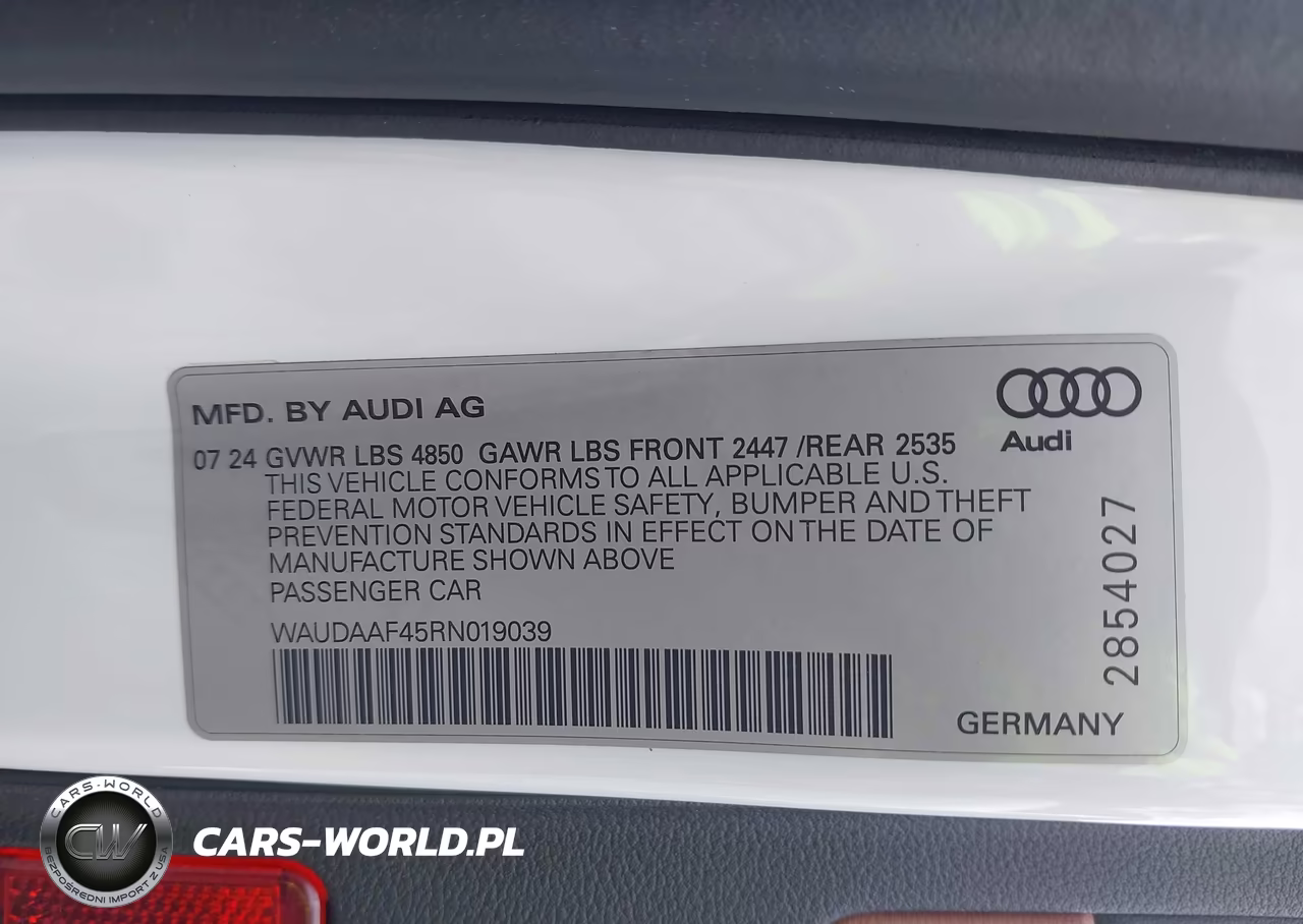 2024 Audi A4 Premium 45 Tfsi S Line Quattro S Tronic VIN:WAUDAAF45RN019039 - 9