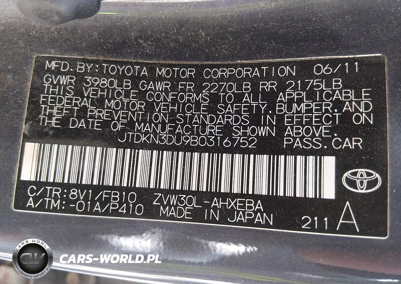 2011 Toyota Prius Two VIN:JTDKN3DU9B0316752 - 9