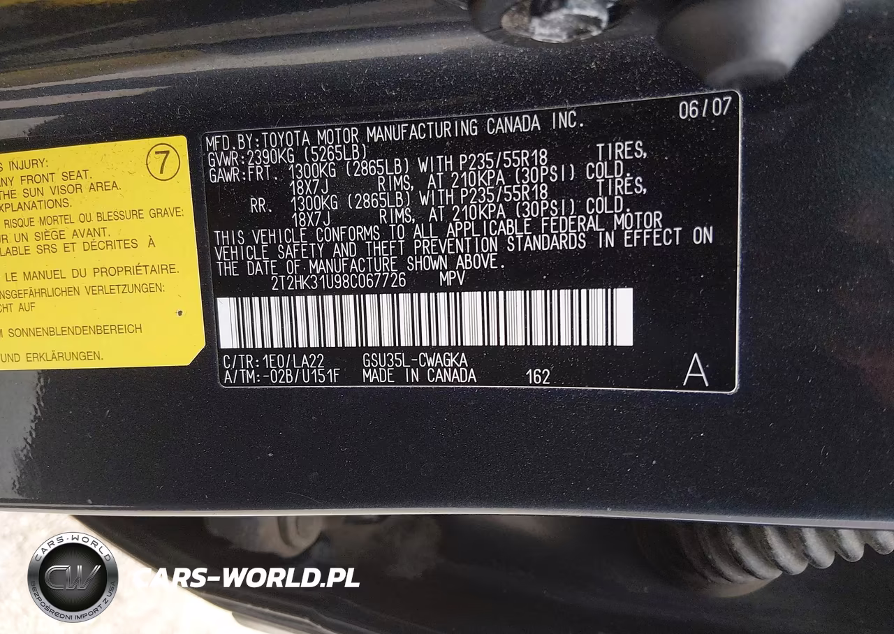 2008 Lexus Rx 350 VIN:2T2HK31U98C067726 - 9