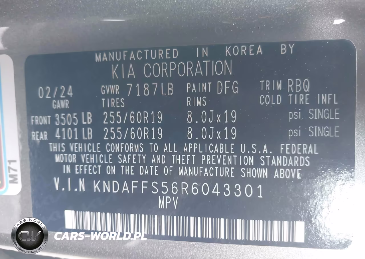 2024 Kia Ev9 Wind VIN:KNDAFFS56R6043301 - 9