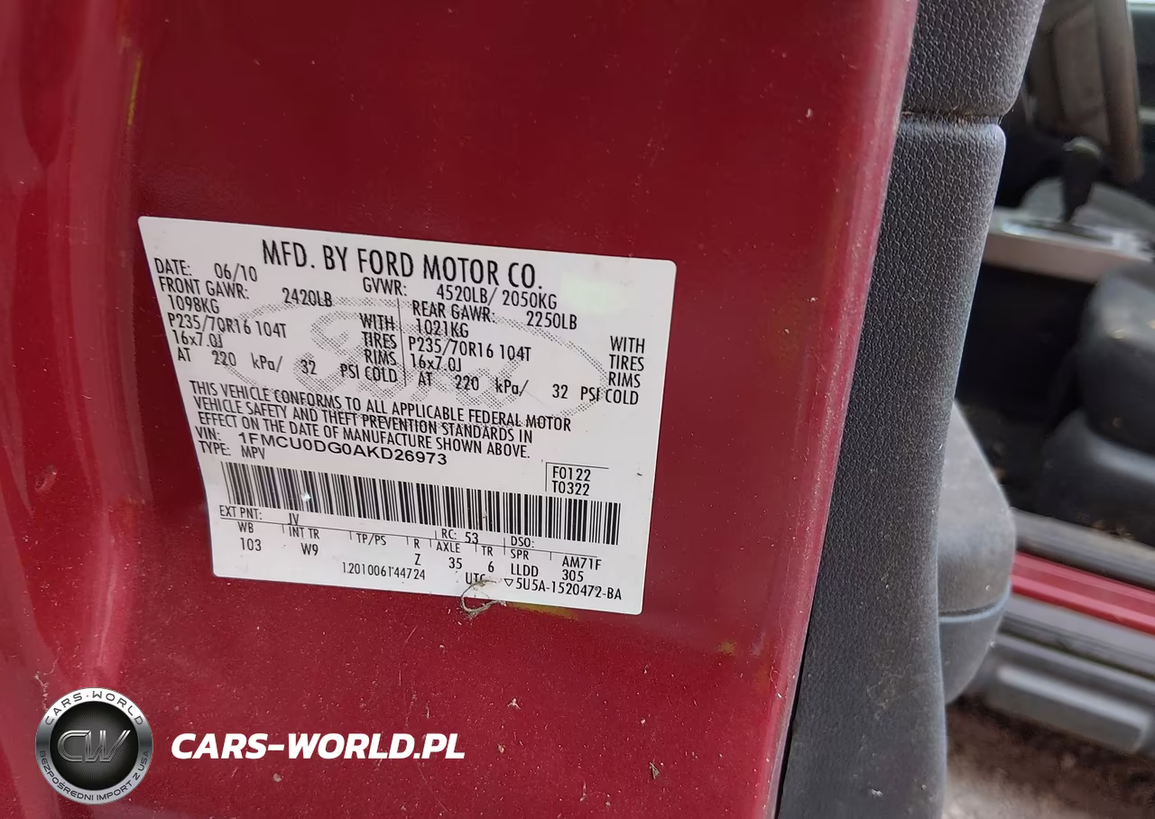 2010 Ford Escape Xlt VIN:1FMCU0DG0AKD26973 - 9