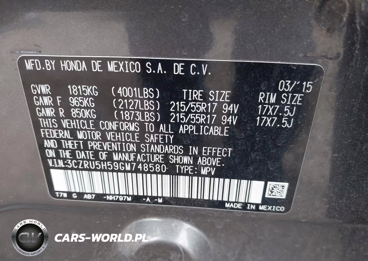 2016 Honda Hr-V Ex VIN:3CZRU5H59GM748580 - 9