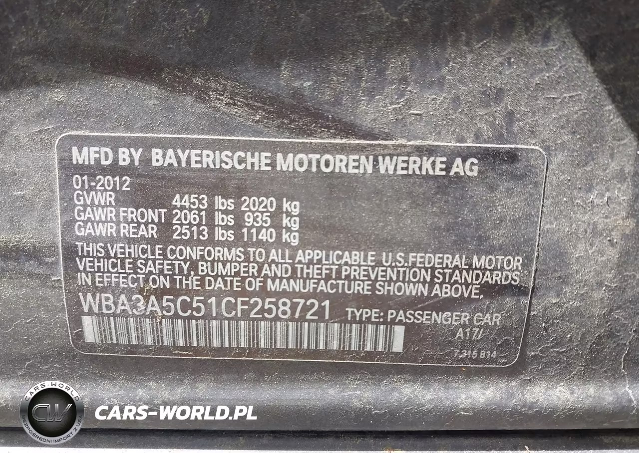 2012 BMW 328I VIN:WBA3A5C51CF258721 - 9