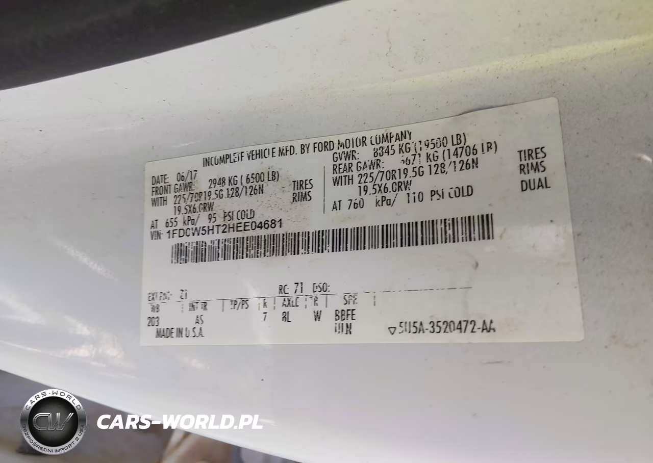 2017 Ford F-550 Chassis Xl VIN:1FD0W5HT2HEE04681 - 9