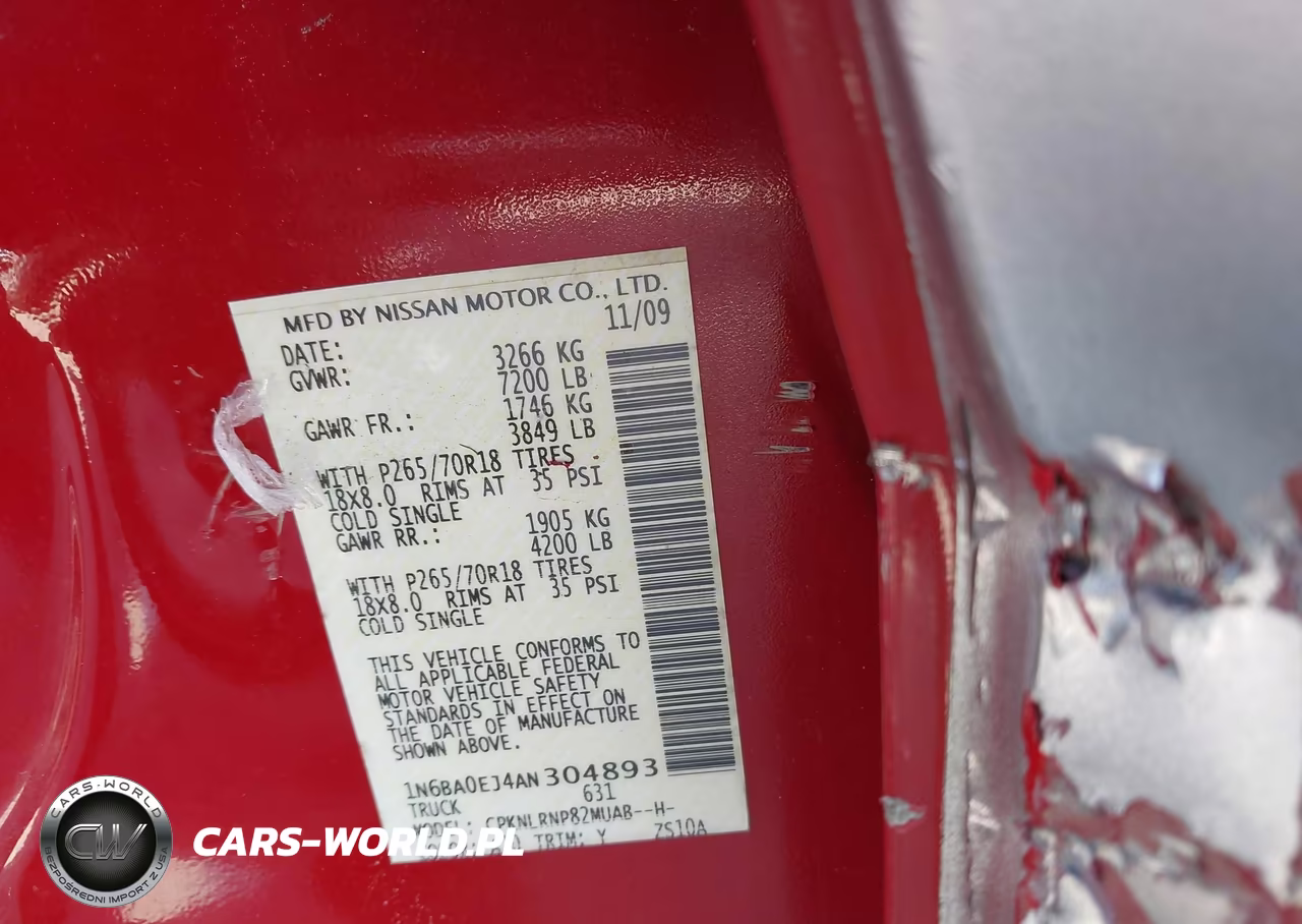 2010 Nissan Titan Xe VIN:1N6BA0EJ4AN304893 - 9