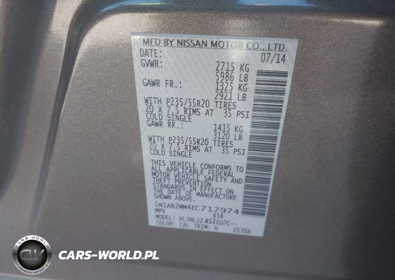 2014 Nissan Pathfinder Platinum VIN:5N1AR2MM4EC717974 - 9