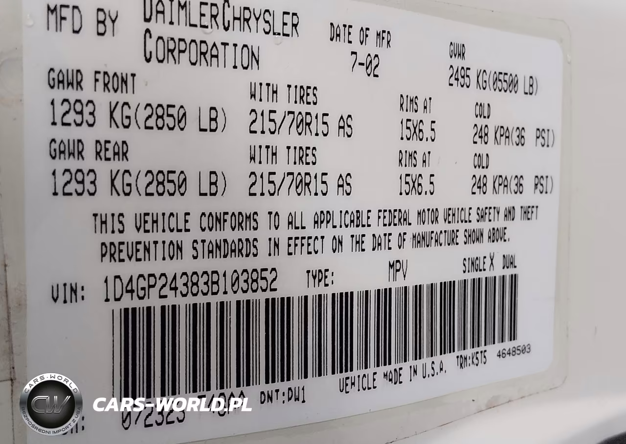 2003 Dodge Grand Caravan Se VIN:1D4GP24383B103852 - 9