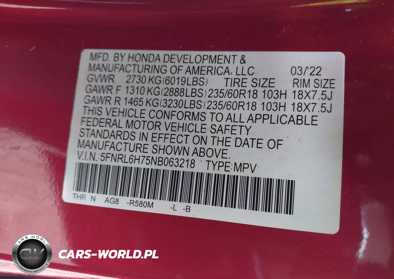 2022 Honda Odyssey Ex-L VIN:5FNRL6H75NB063218 - 9