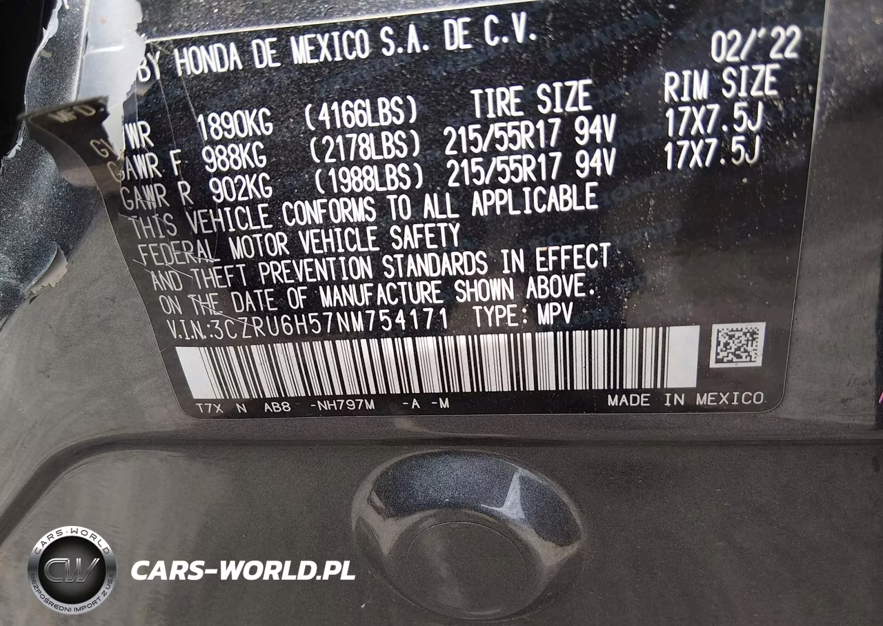 2022 Honda Hr-V Awd Ex VIN:3CZRU6H57NM754171 - 9