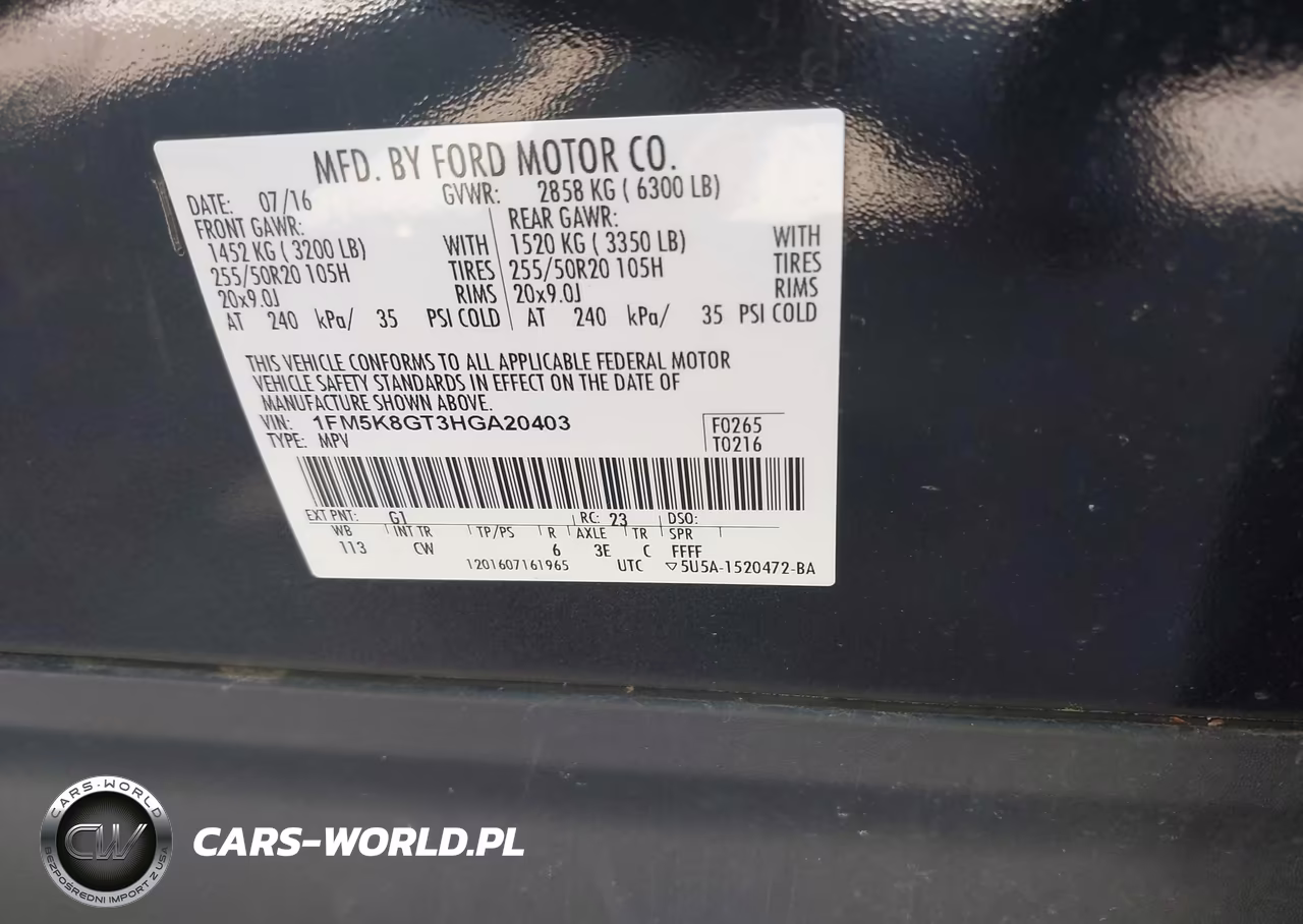 2017 Ford Explorer Sport VIN:1FM5K8GT3HGA20403 - 9