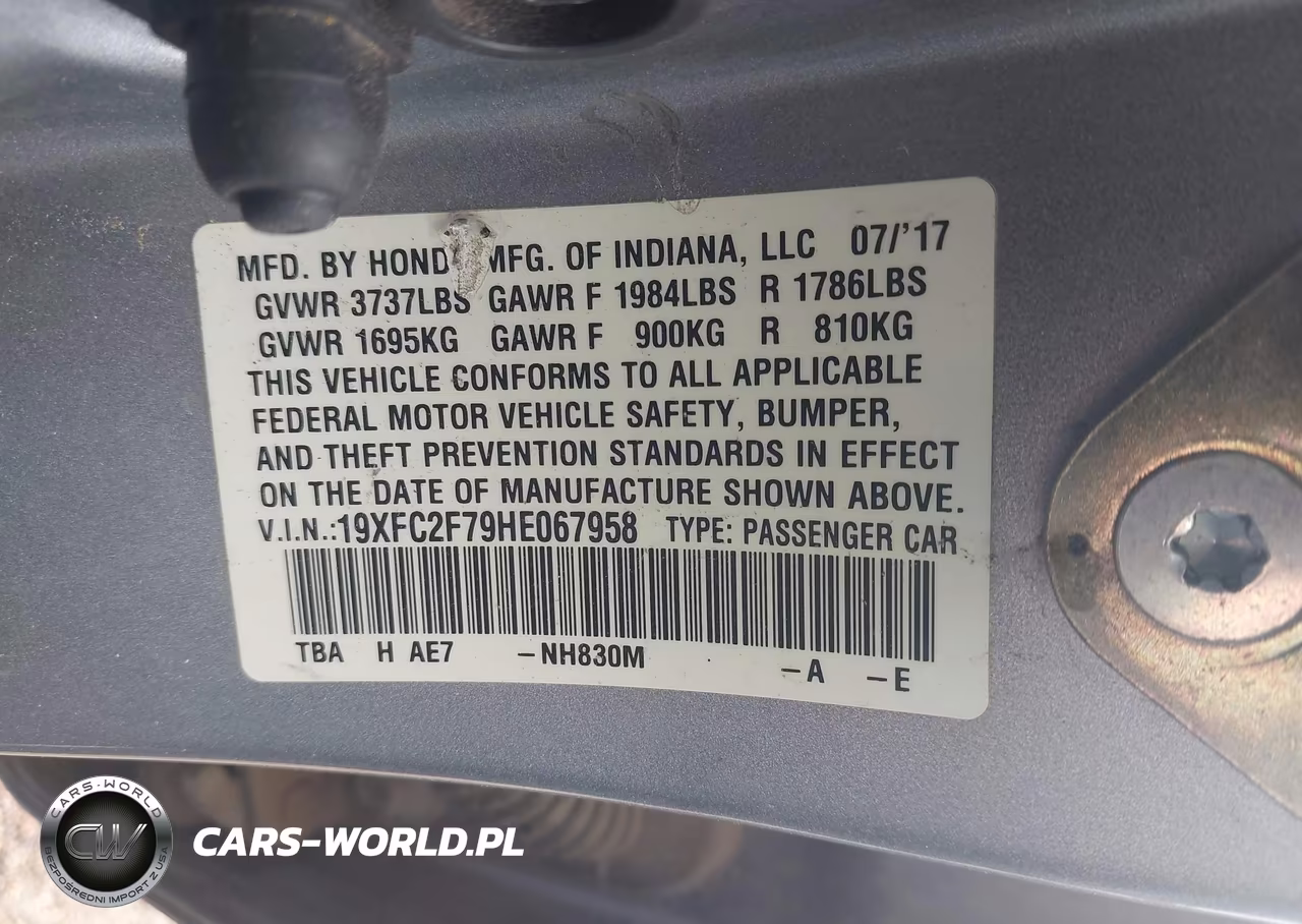 2017 Honda Civic Ex VIN:19XFC2F79HE067958 - 9