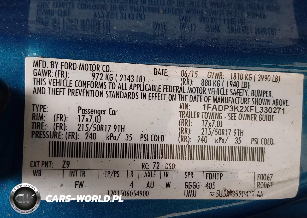 2015 Ford Focus Se VIN:1FADP3K2XFL330271 - 9