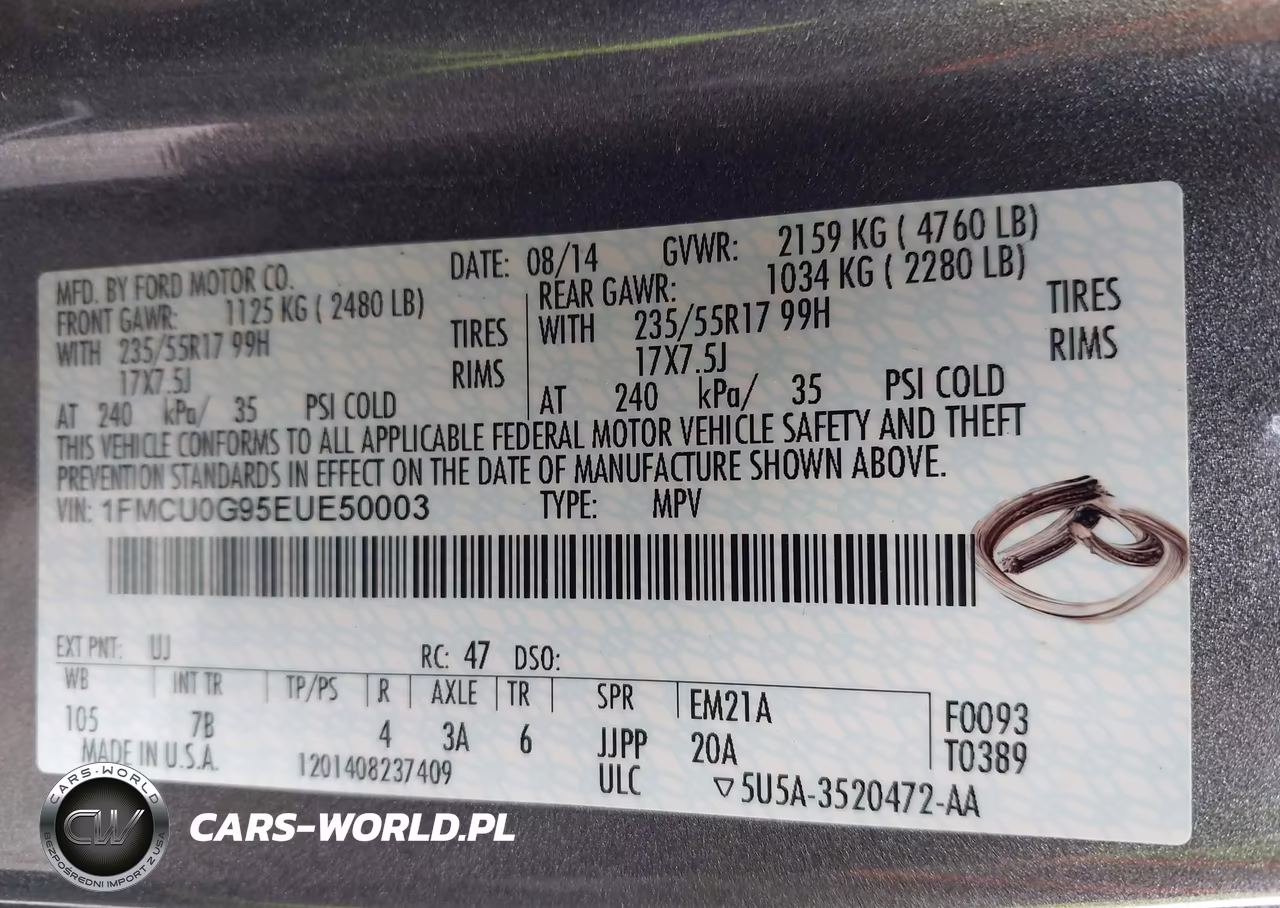 2014 Ford Escape Se VIN:1FMCU0G95EUE50003 - 9