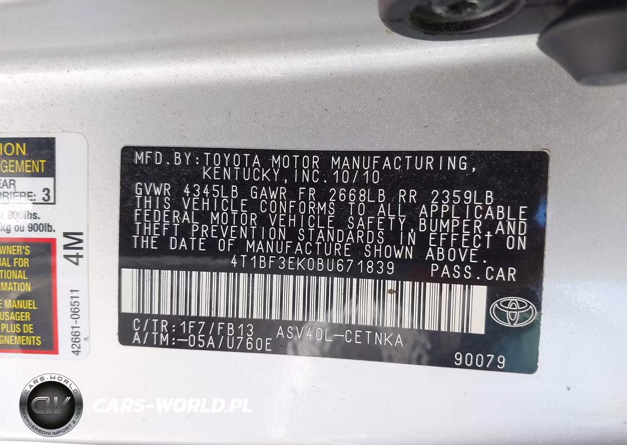 2011 Toyota Camry Le VIN:4T1BF3EK0BU671839 - 9