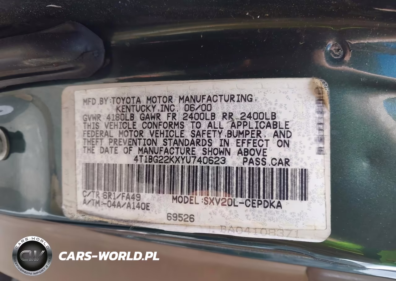2000 Toyota Camry Ce VIN:4T1BG22KXYU740623 - 9