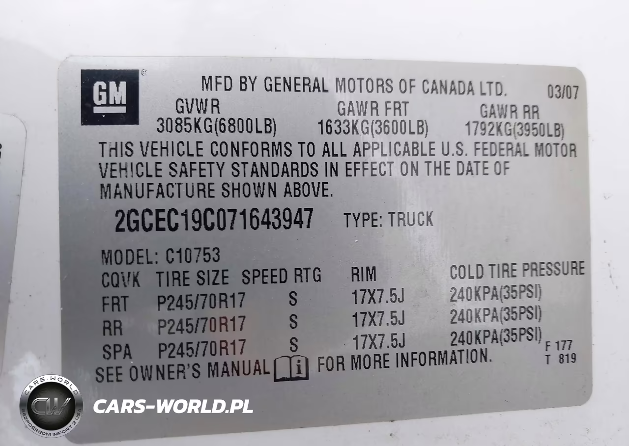 2007 Chevrolet Silverado 1500 Work Truck VIN:2GCEC19C071643947 - 9