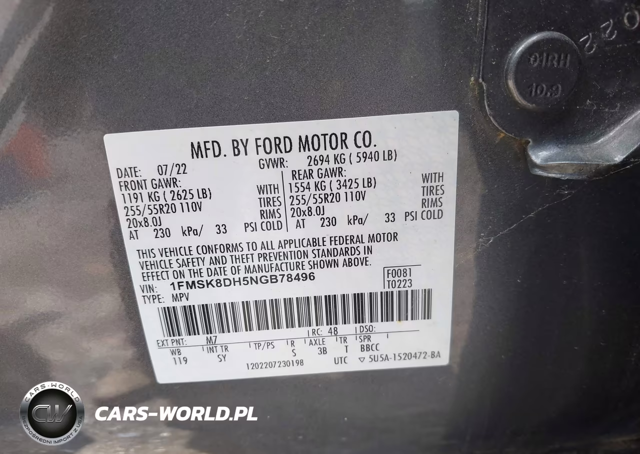 2022 Ford Explorer Xlt VIN:1FMSK8DH5NGB78496 - 9
