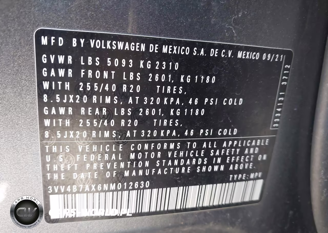 2022 Volkswagen Tiguan 2.0T Sel R-Line VIN:3VV4B7AX6NM012630 - 9