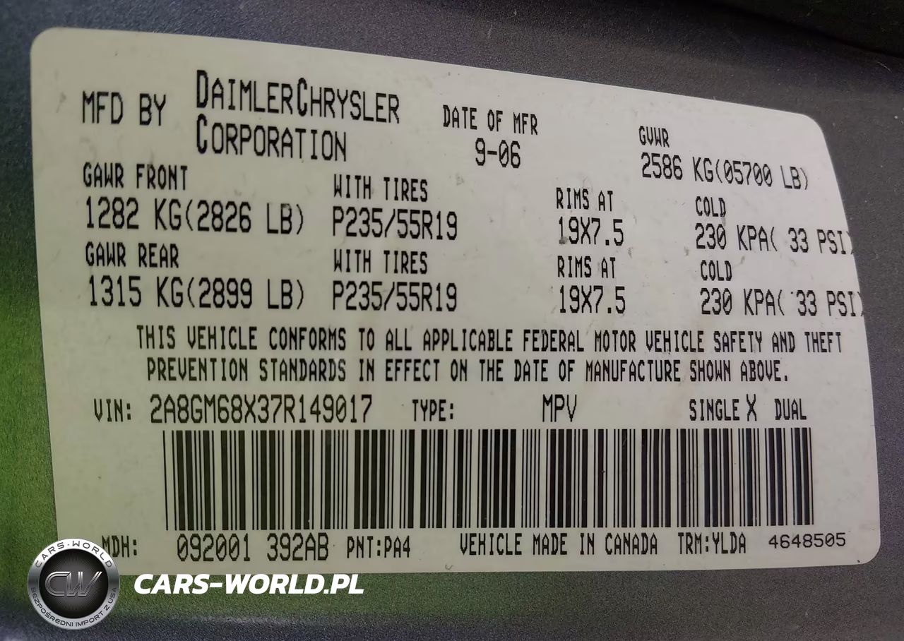 2007 Chrysler Pacifica Touring VIN:2A8GM68X37R149017 - 9