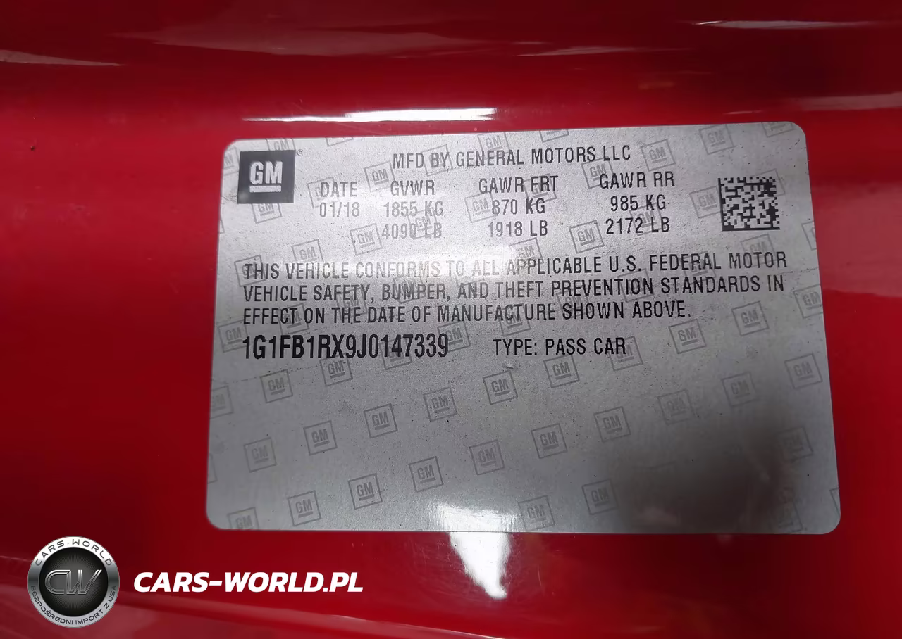 2018 Chevrolet Camaro 1Lt VIN:1G1FB1RX9J0147339 - 9